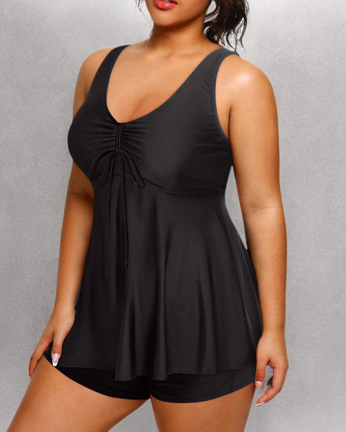 Daci Women Two Piece Plus Size Swimsuit with Bottom Peplum Tankini High Waisted Tummy Control Bathing Suit