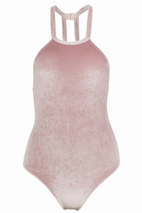 Denise High Neck One Piece Swimsuit In Blush Velvet