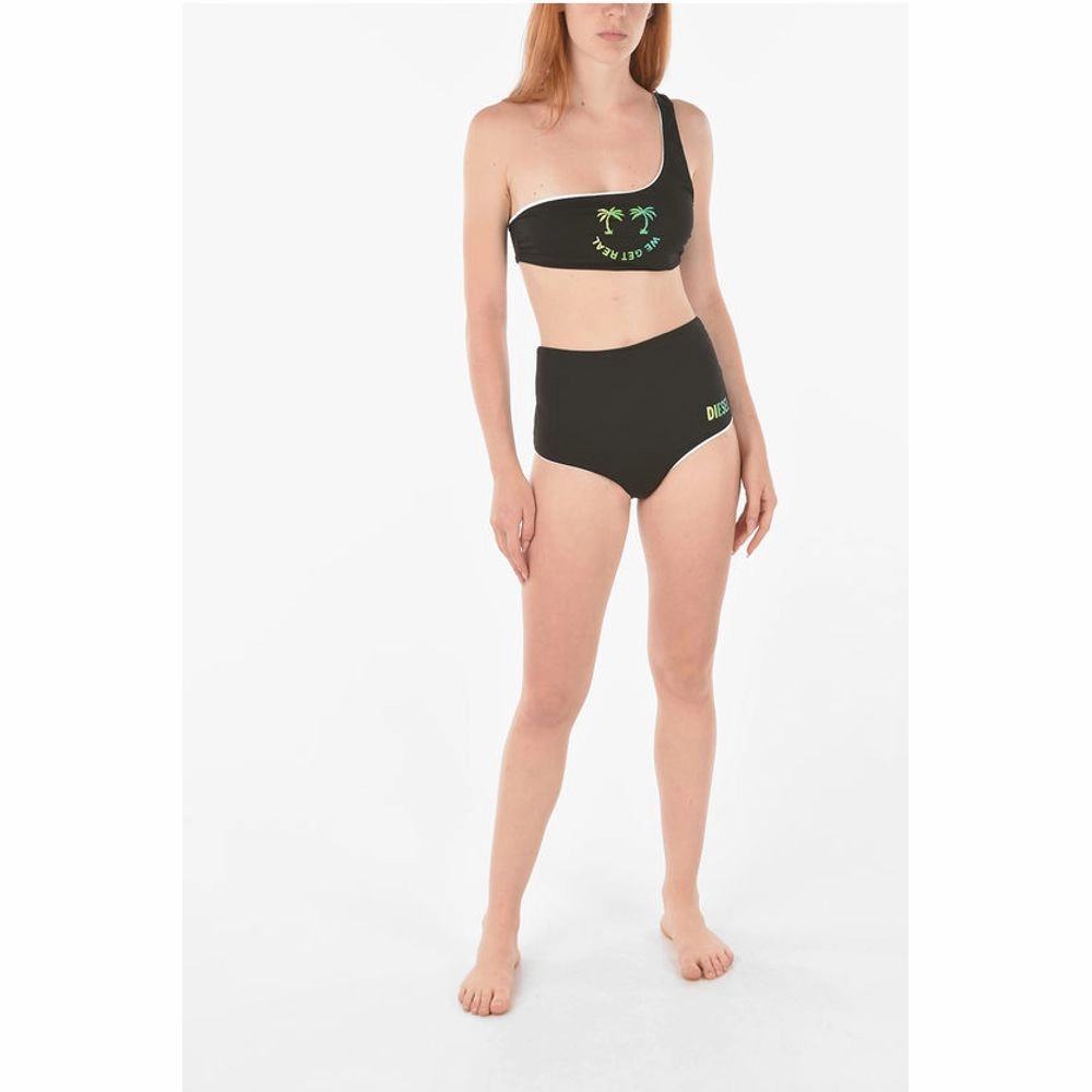 Diesel Printed WE GET REAL One-shoulder Bikini Women's Top