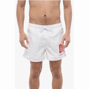 Diesel Solid Color BMBX-NICO Swim Shorts with Contrasting Men's Logo