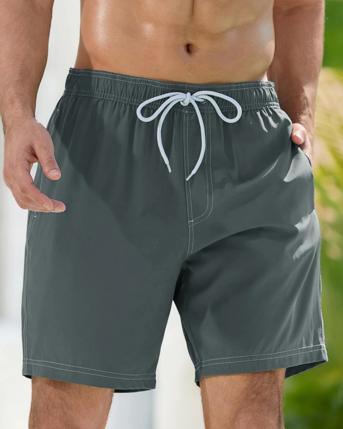 difficort Mens Swim Trunks with Compression Liner Quick-Dry Bathing Suit with Zipper Pockets