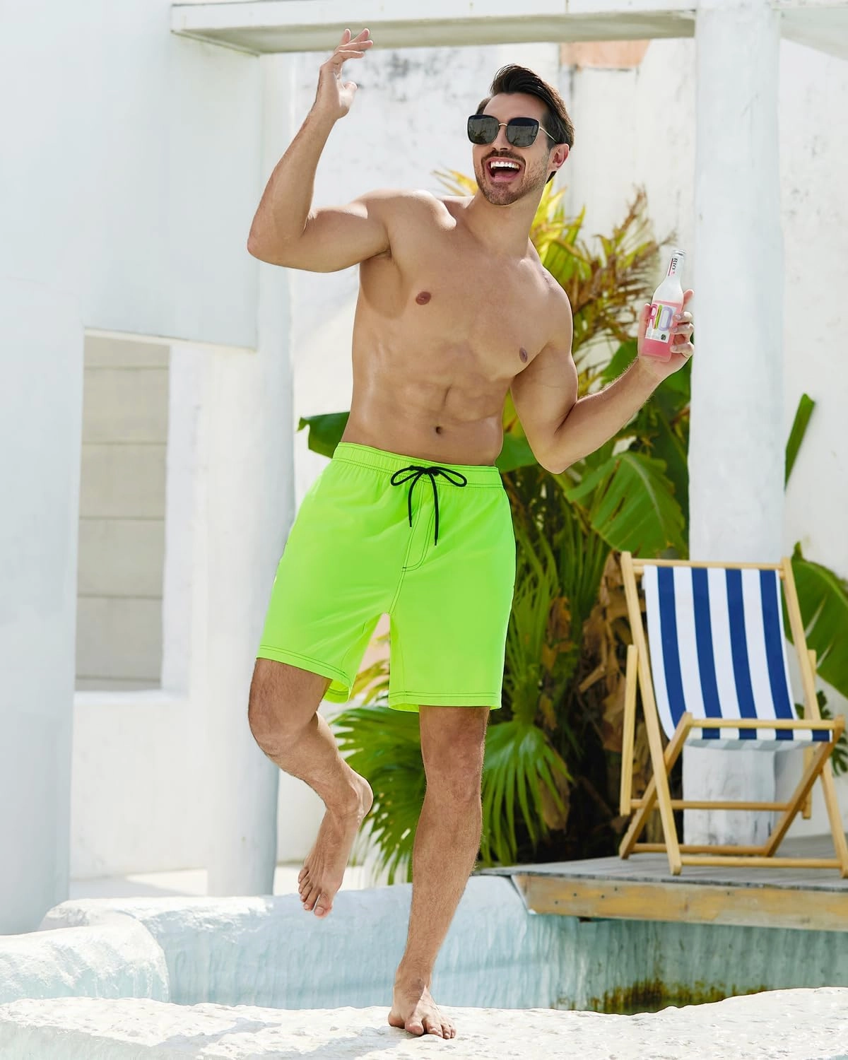 difficort Mens Swim Trunks with Compression Liner Quick-Dry Bathing Suit with Zipper Pockets