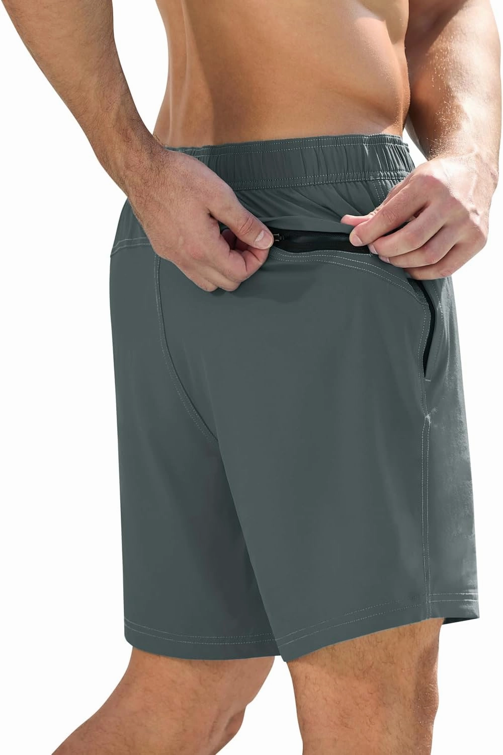 difficort Mens Swim Trunks with Compression Liner Quick-Dry Bathing Suit with Zipper Pockets