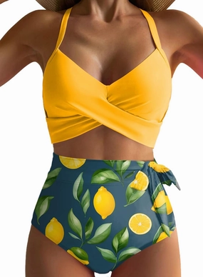 Dokotoo Women's High Waisted Floral Bikini Sets Swimsuit Suit for Women 2025 Tummy Control Bathing Suit Swimwear for Summer