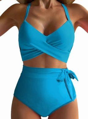 Dokotoo Women's High Waisted Floral Bikini Sets Swimsuit Suit for Women 2025 Tummy Control Bathing Suit Swimwear for Summer