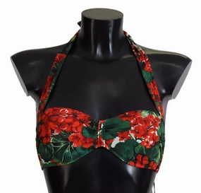 Dolce & Gabbana multi Geranium Halter Beachwear Bikini Women's Top
