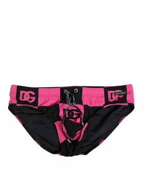 Dolce & Gabbana pink Nylon Logo Beachwear Brief Men's Swimwear