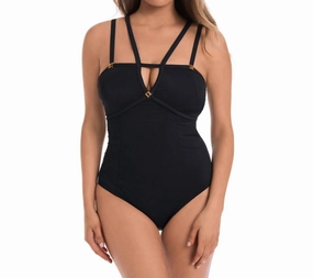 Double Strap One Piece Swimsuit In Amo Black