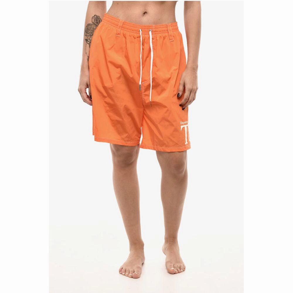 Dsquared Boxer Swimsuit With Drawstrings And Logo Men's Print