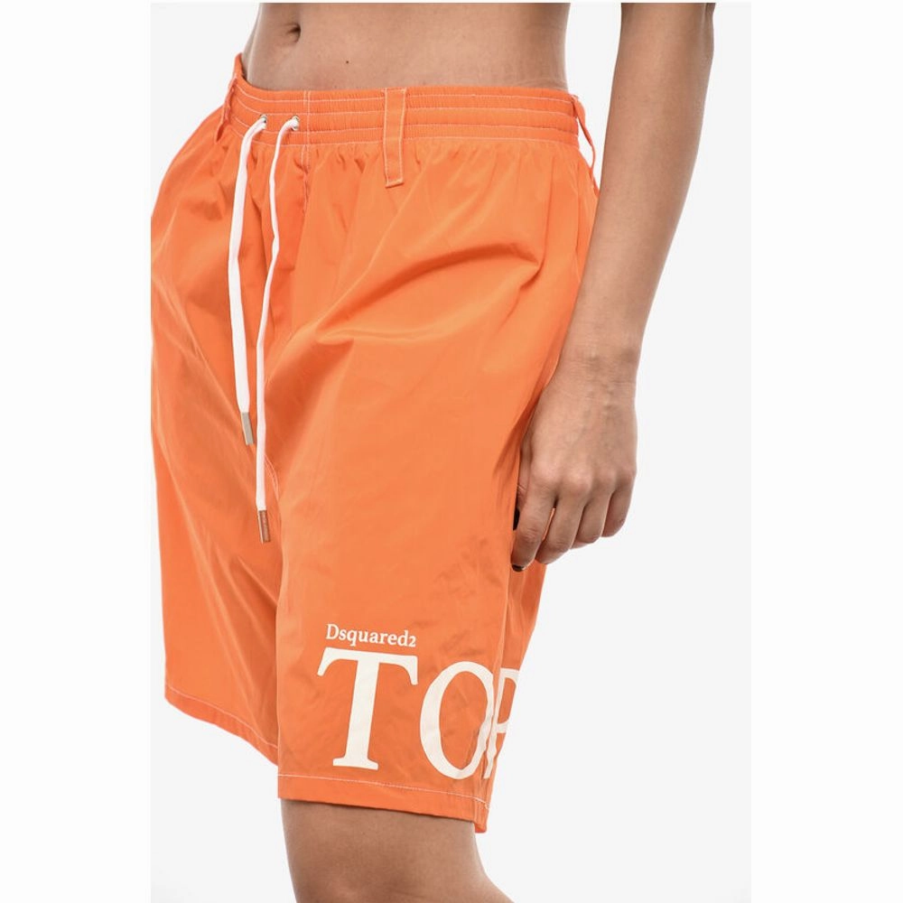 Dsquared Boxer Swimsuit With Drawstrings And Logo Men's Print