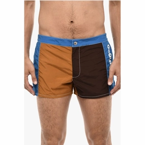 Dsquared Color Block Swim Shorts with Side Men's Logo