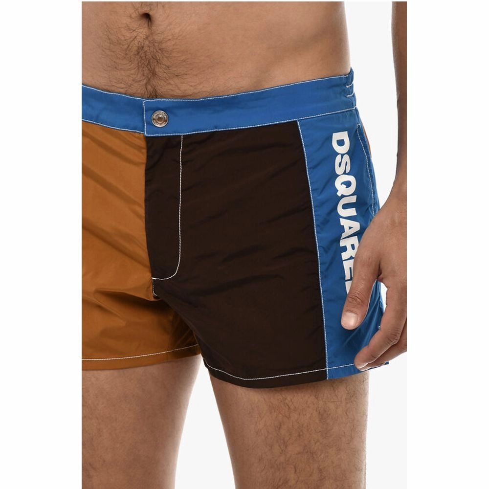 Dsquared Color Block Swim Shorts with Side Men's Logo