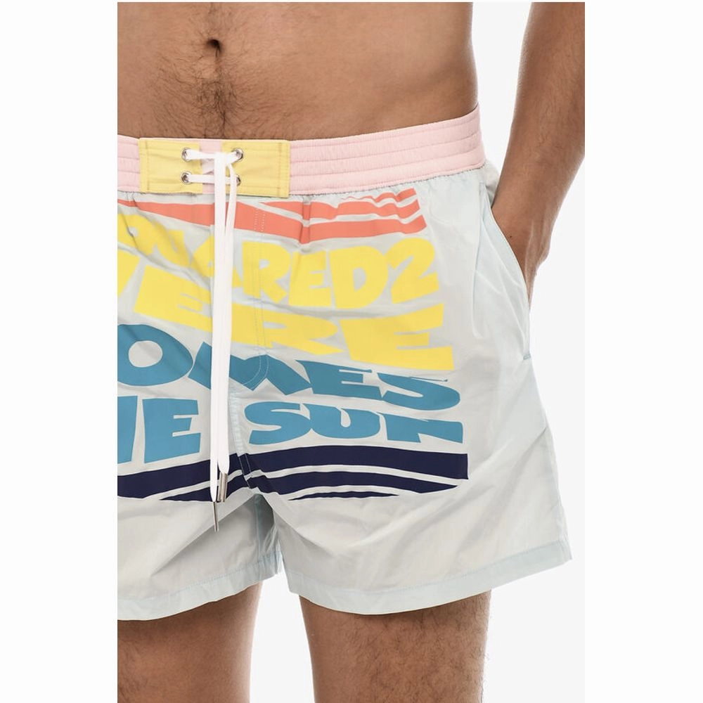 Dsquared Contrasting Desing Swim Short with Men's Print