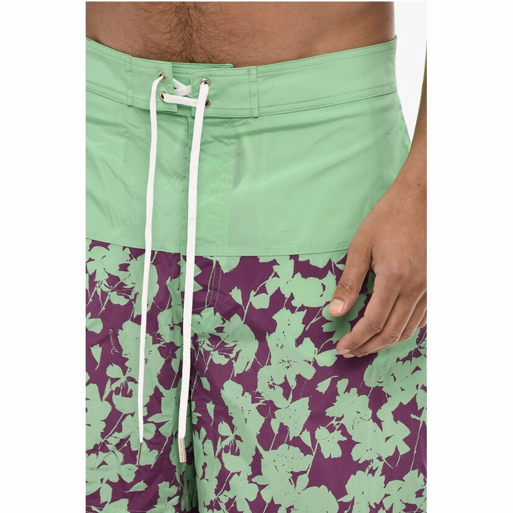 Dsquared Extra-Long Swim Short with Floral Men's Motif