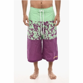 Dsquared Extra-Long Swim Short with Floral Men's Motif