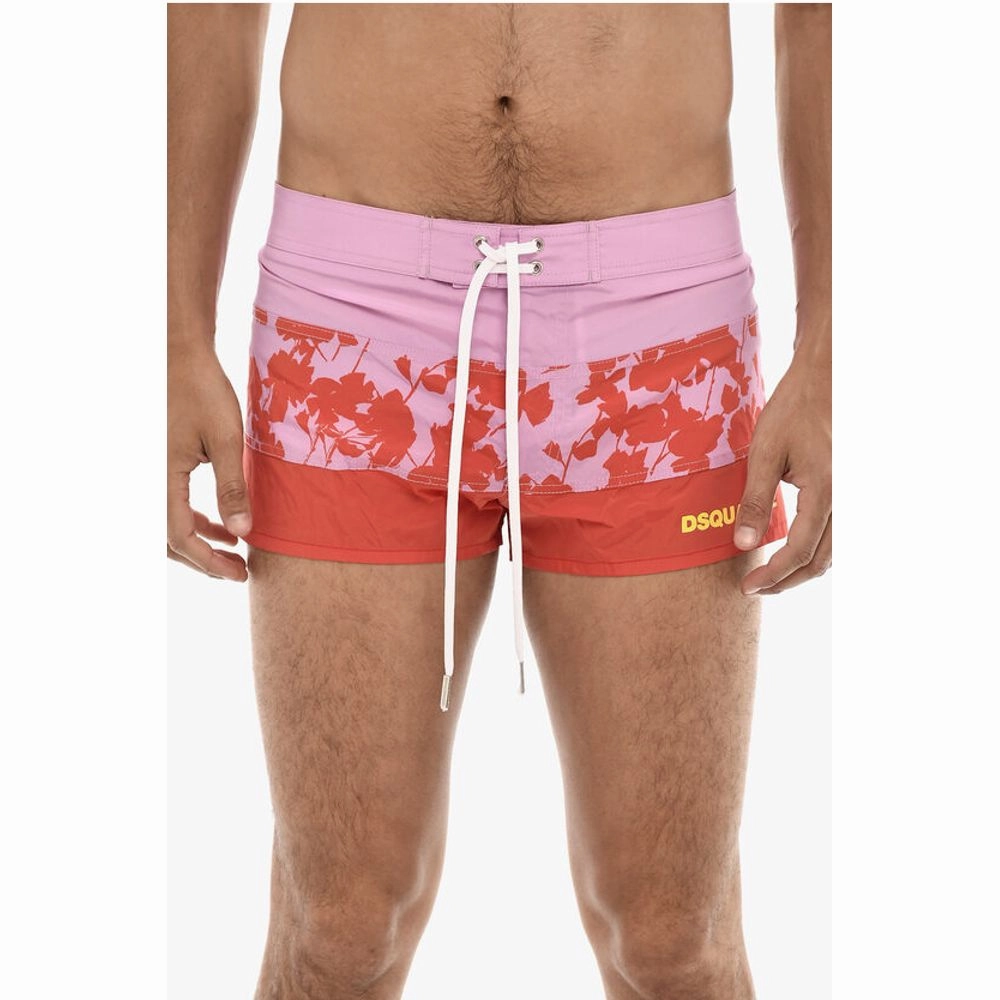 Dsquared Logoed Swim Short with Floral Men's Motif