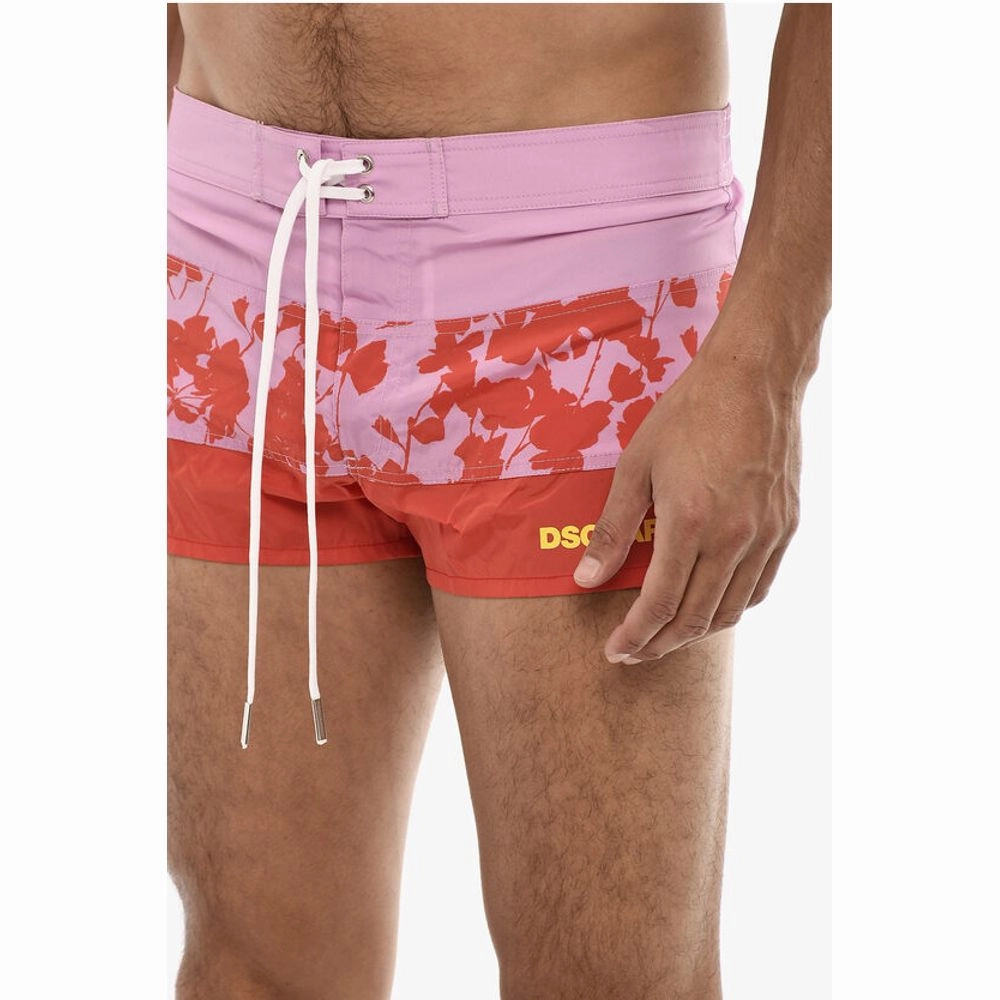 Dsquared Logoed Swim Short with Floral Men's Motif
