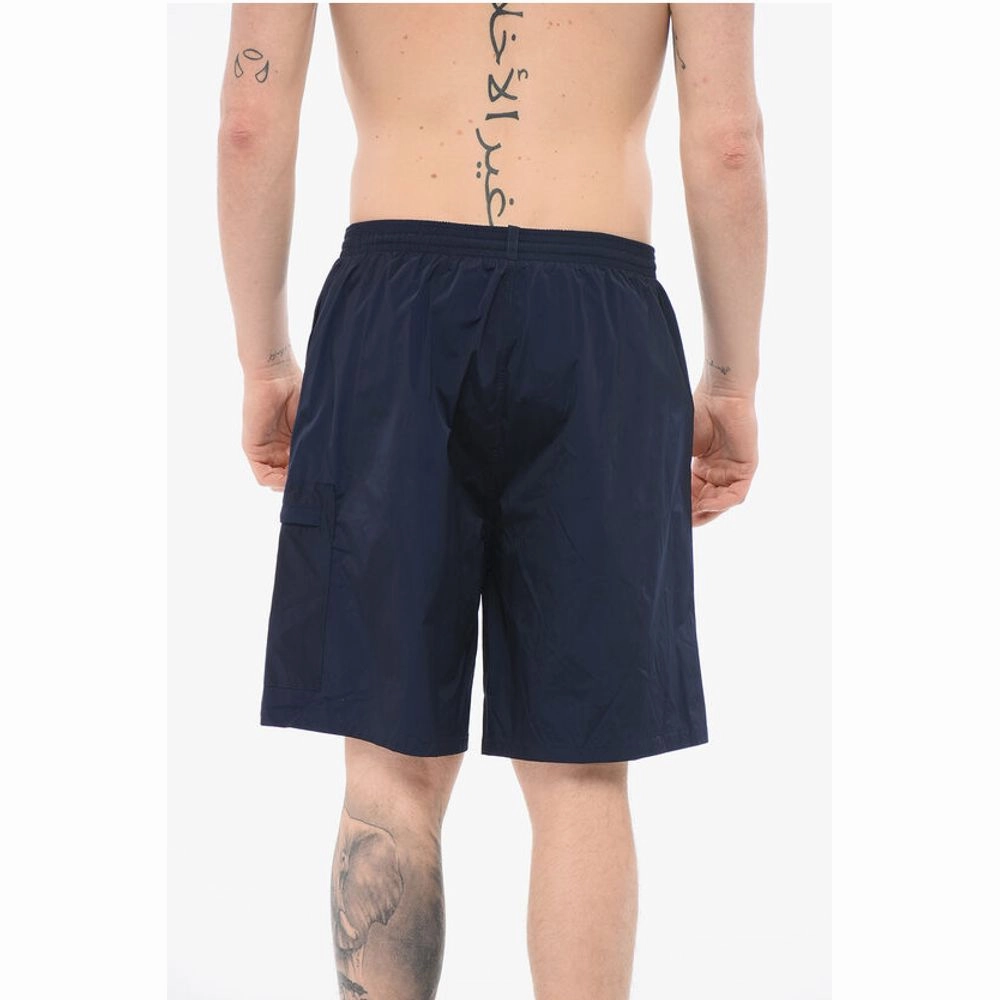 Dsquared Solid Color Nylon Swim Shorts with Drawsring Men's Waist