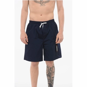 Dsquared Solid Color Nylon Swim Shorts with Drawsring Men's Waist