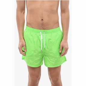 Dsquared Solid Color Swim Shorts with All-Over Men's Logo