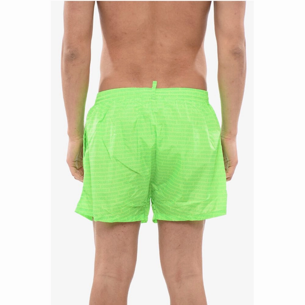 Dsquared Solid Color Swim Shorts with All-Over Men's Logo