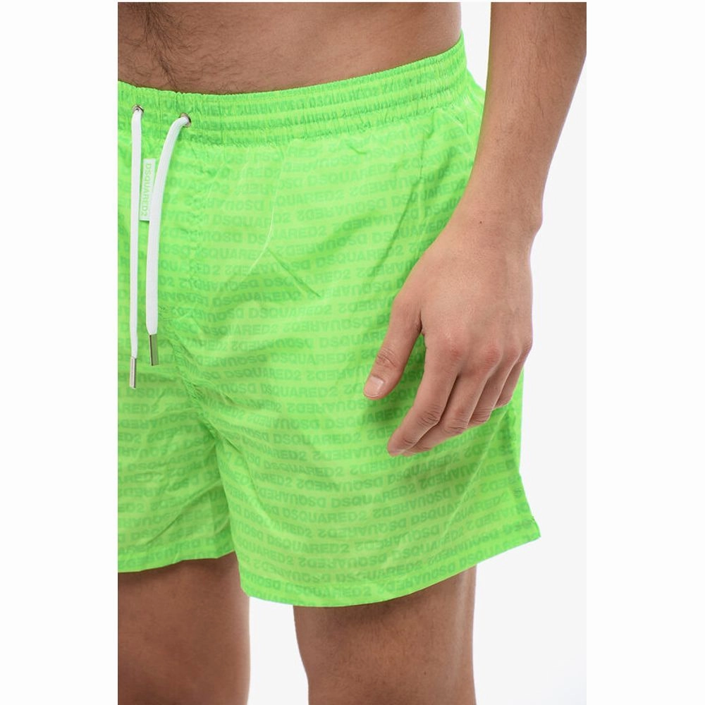 Dsquared Solid Color Swim Shorts with All-Over Men's Logo
