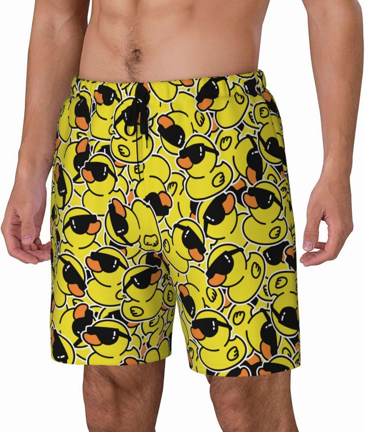 Duck Men's Swim Trunks with Compression Liner 2 in 1 Inseam Quick Dry Beach Shorts 7 inch Swimming Board Shorts