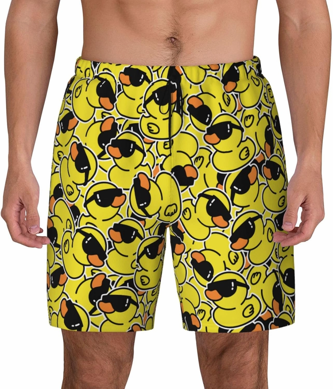 Duck Men's Swim Trunks with Compression Liner 2 in 1 Inseam Quick Dry Beach Shorts 7 inch Swimming Board Shorts