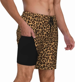 Duck Men's Swim Trunks with Compression Liner 2 in 1 Inseam Quick Dry Beach Shorts 7 inch Swimming Board Shorts