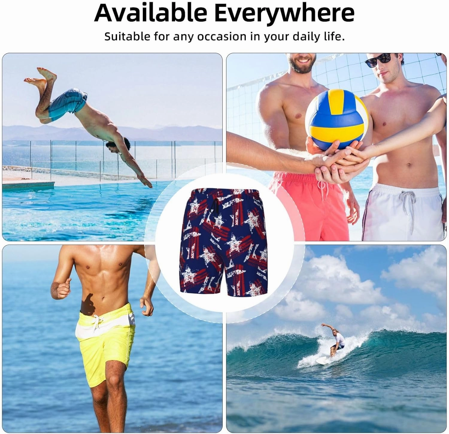 Duck Men's Swim Trunks with Compression Liner 2 in 1 Inseam Quick Dry Beach Shorts 7 inch Swimming Board Shorts