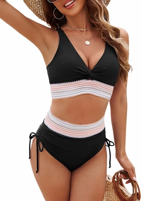 Edelqual Women High Waisted Bikini Sets Tummy Control Swimsuits Two Piece Bathing Swim Suits Summer Beach Swimwear