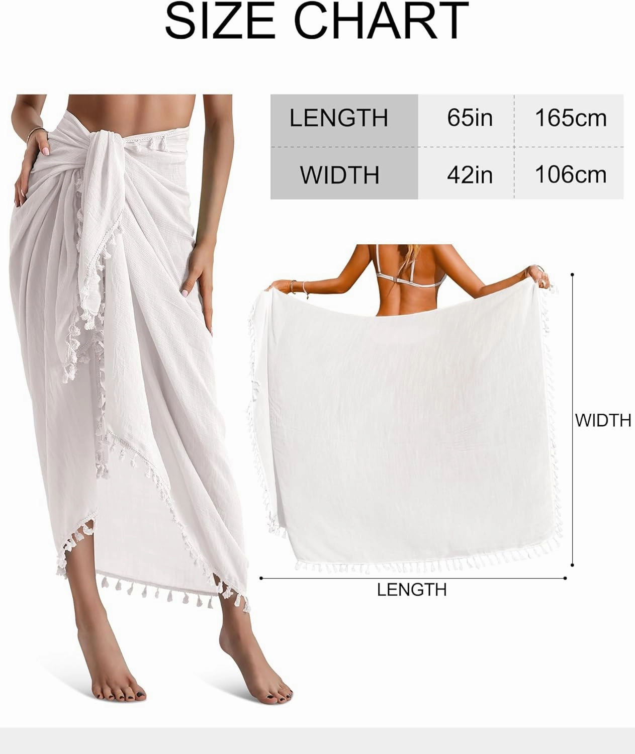 Eicolorte Sarong Cover Up Womens Beach Cover Up Bikini Bathing Suit Swimsuit Swimwear Coverup Sarong Pareo Wraps for Women