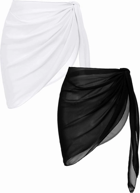 Ekouaer 2 Pieces Women Beach Sarongs Sheer Cover Ups Chiffon Bikini Wrap Skirt for Swimwear S-XXL