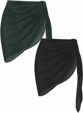 Ekouaer 2 Pieces Women Beach Sarongs Sheer Cover Ups Chiffon Bikini Wrap Skirt for Swimwear S-XXL