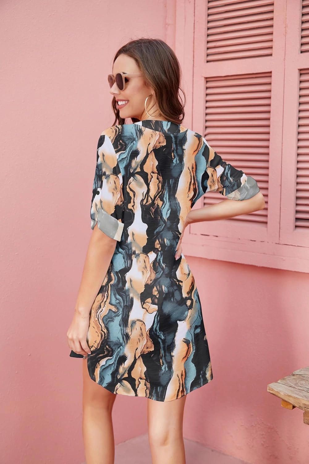 Ekouaer Bathing Suit Cover Up for Women V Neck Button Down Swimsuit Coverup Beach Dress Shirt S-3XL