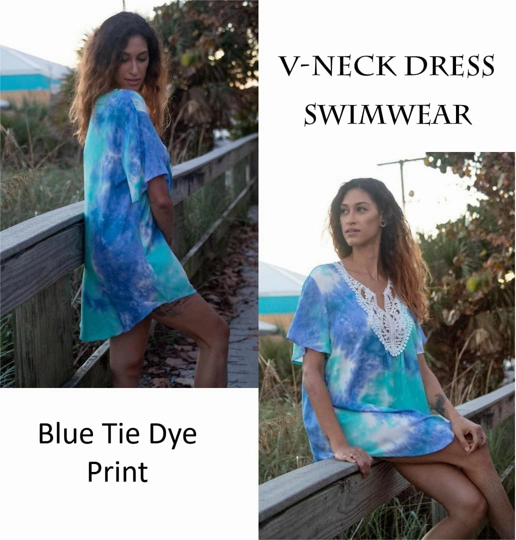 Ekouaer Swimsuit Cover Ups for Women Lace Crochet V-Neck Bikini Beach Coverups Dress for Swimwear Bathing Suit