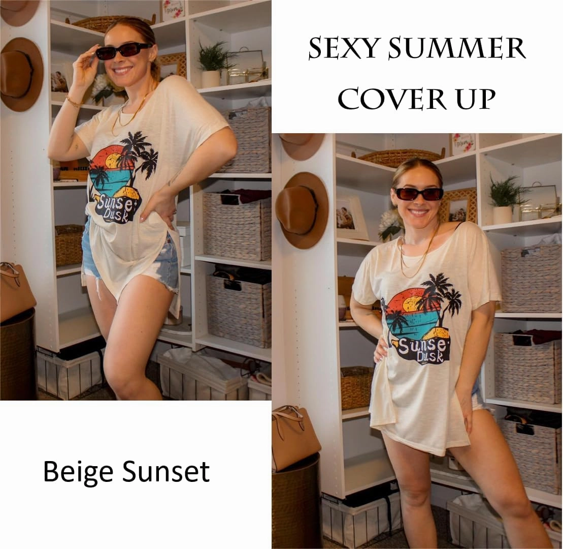 Ekouaer Women's Swimsuit Beach Cover Up Short Sleeve Cover Ups for Swimwear Bathing Suit Coverups S-XXXL