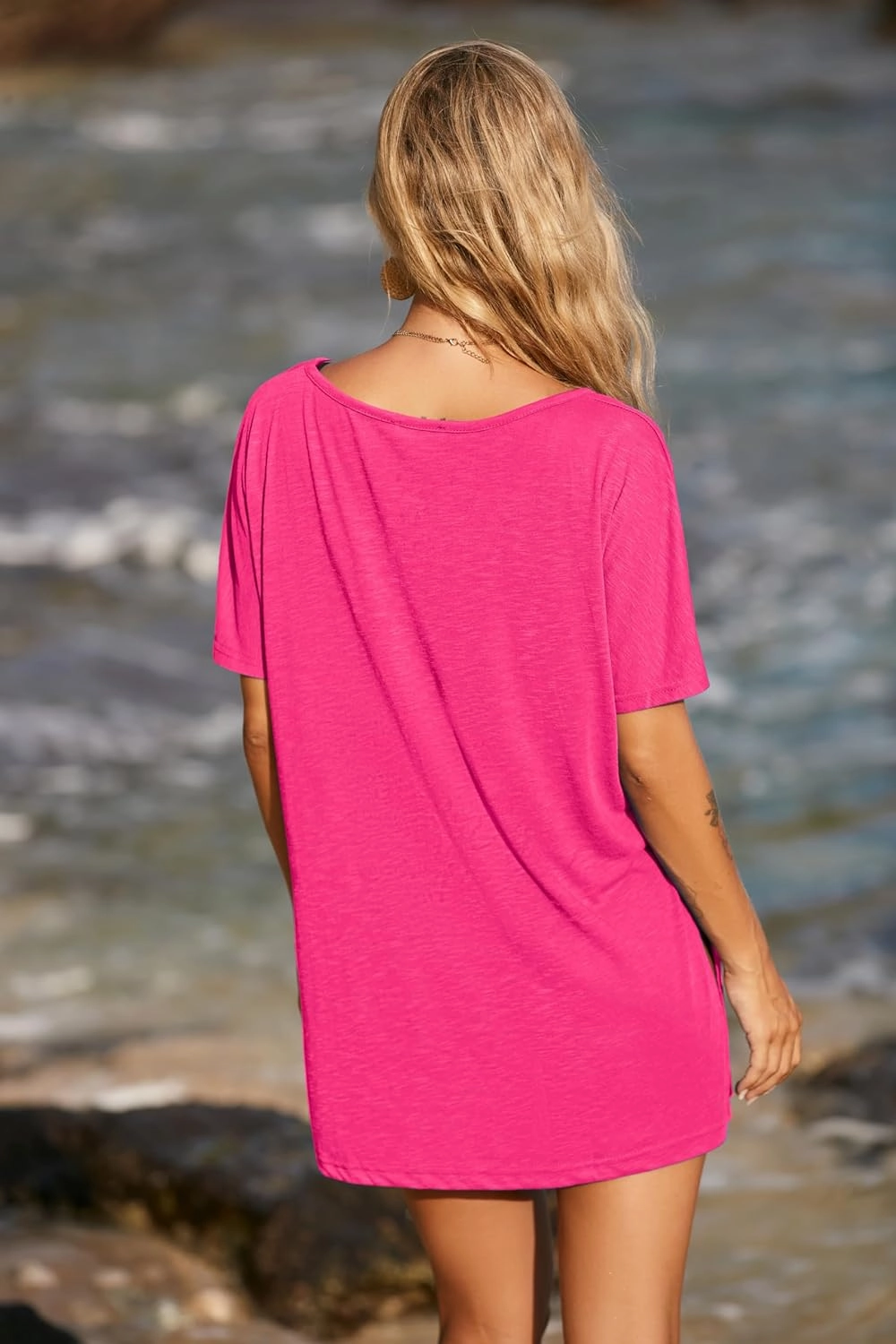 Ekouaer Women's Swimsuit Beach Cover Up Short Sleeve Cover Ups for Swimwear Bathing Suit Coverups S-XXXL