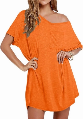Ekouaer Womens Tshirt Nightgown Cotton V Neck Sleepshirts Comfy Casual Nightshirt for Women