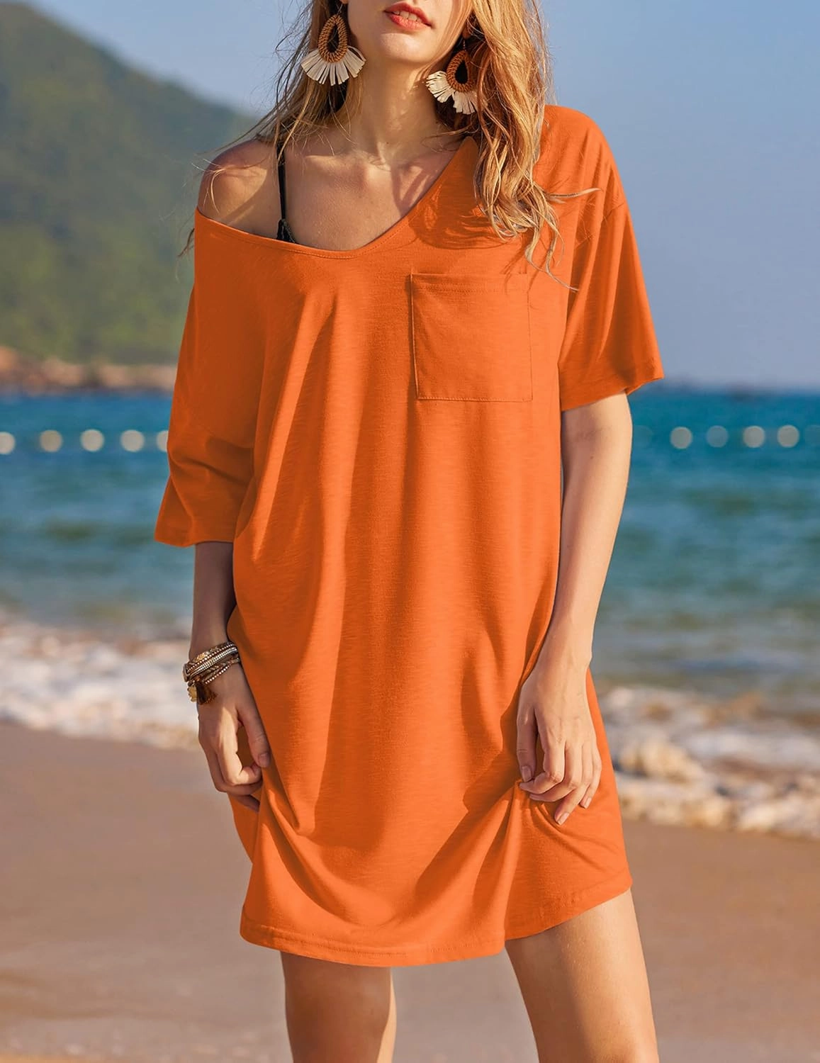 Ekouaer Womens Tshirt Nightgown Cotton V Neck Sleepshirts Comfy Casual Nightshirt for Women