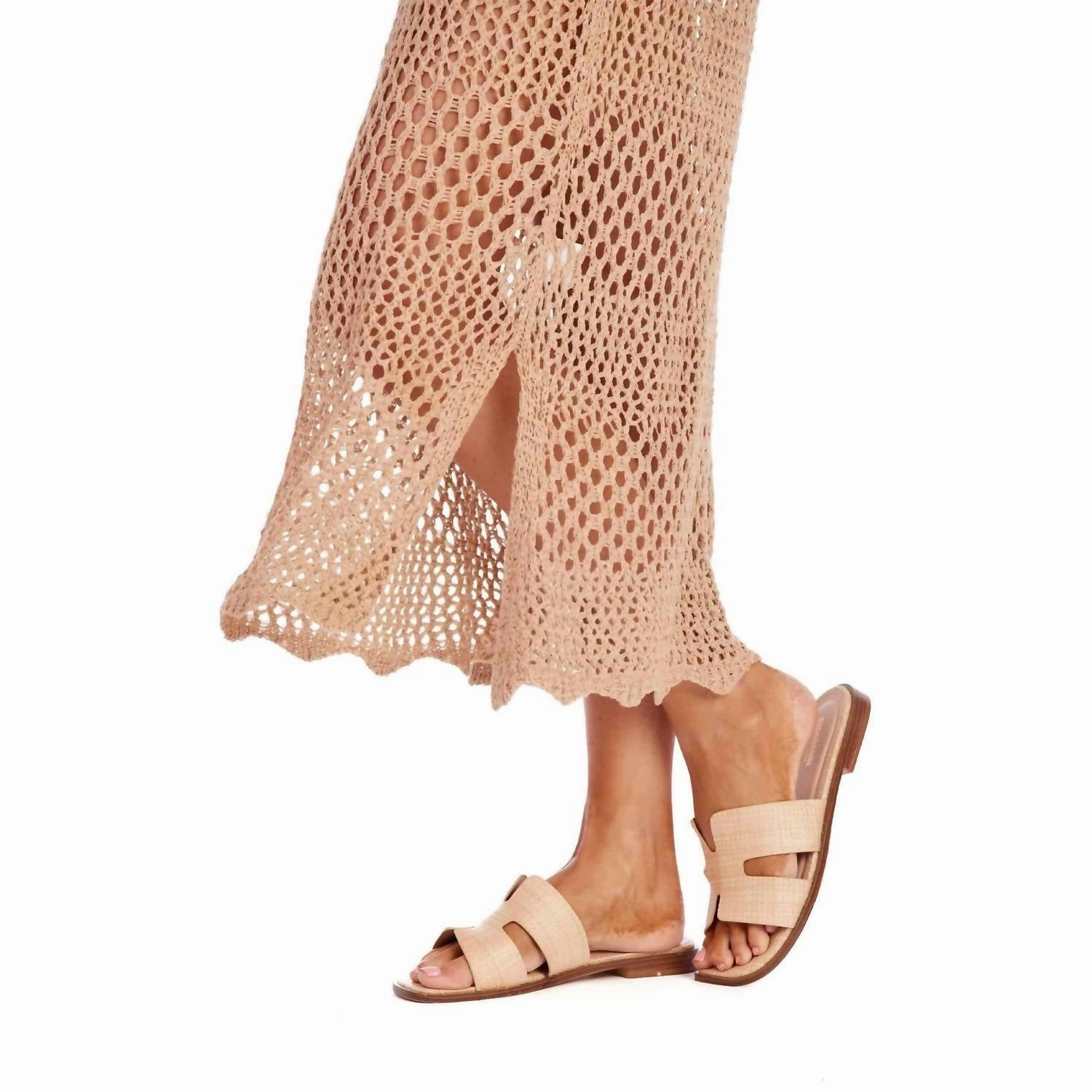 Eldridge Crochet Midi Dress In Tan