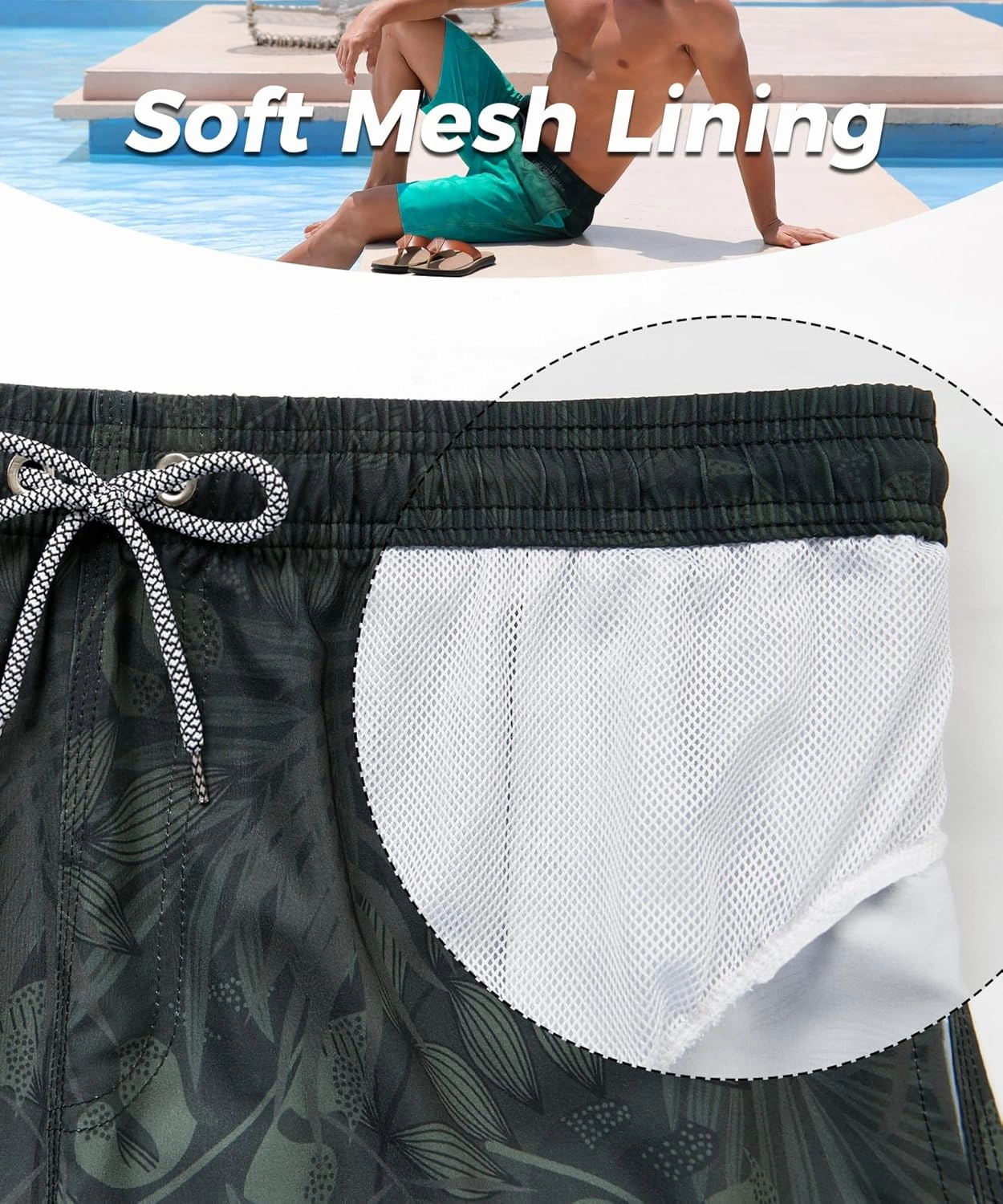 ELETOP Men's Swim Trunks Quick Dry Bathing Suit Swimming Board Shorts Mesh Lining Beach Swimwear