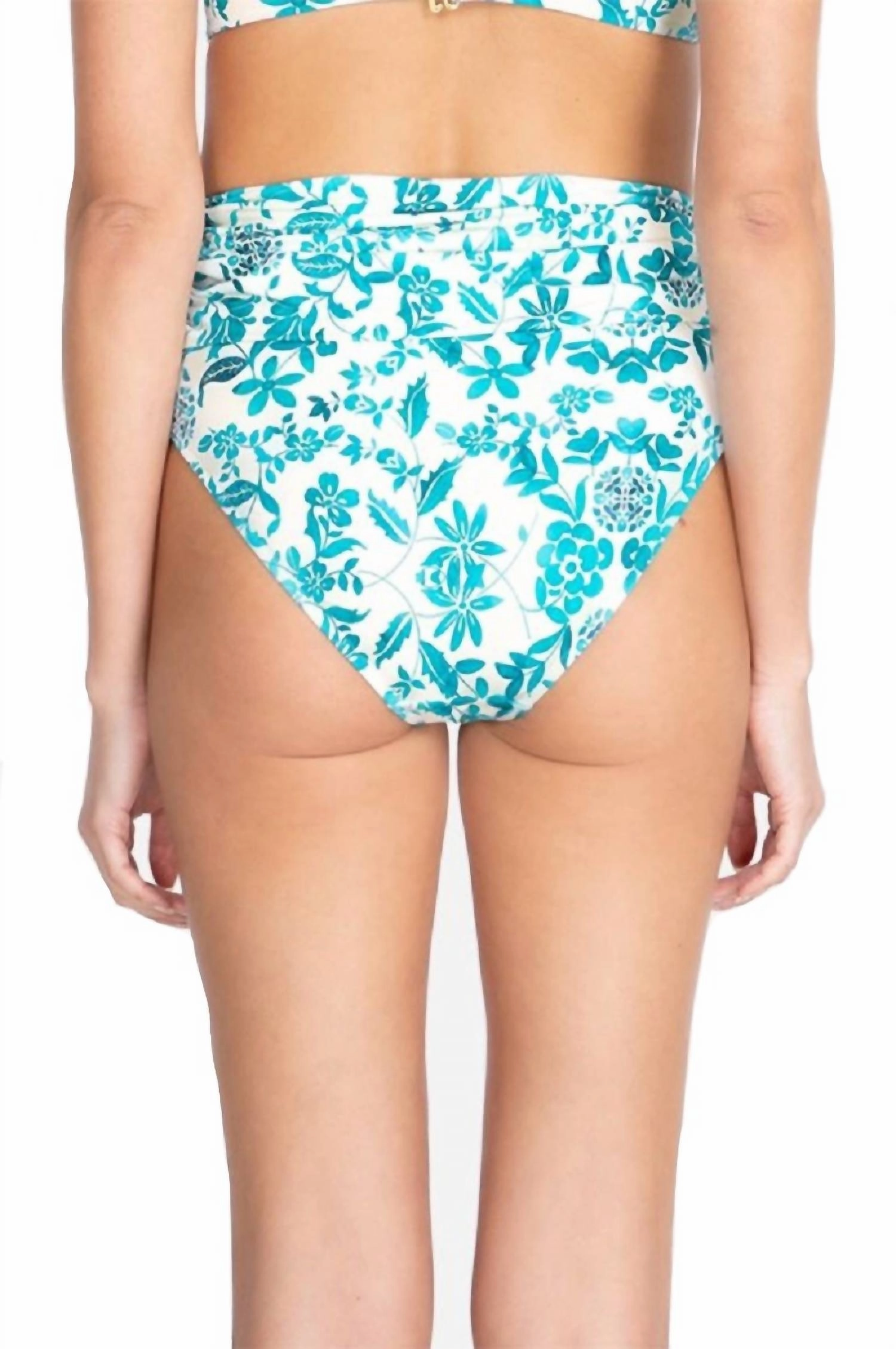 Ellyo Banded High Waisted Bottom In Blue Multi