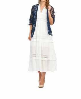 Embroidered Floral Coverup In Navy