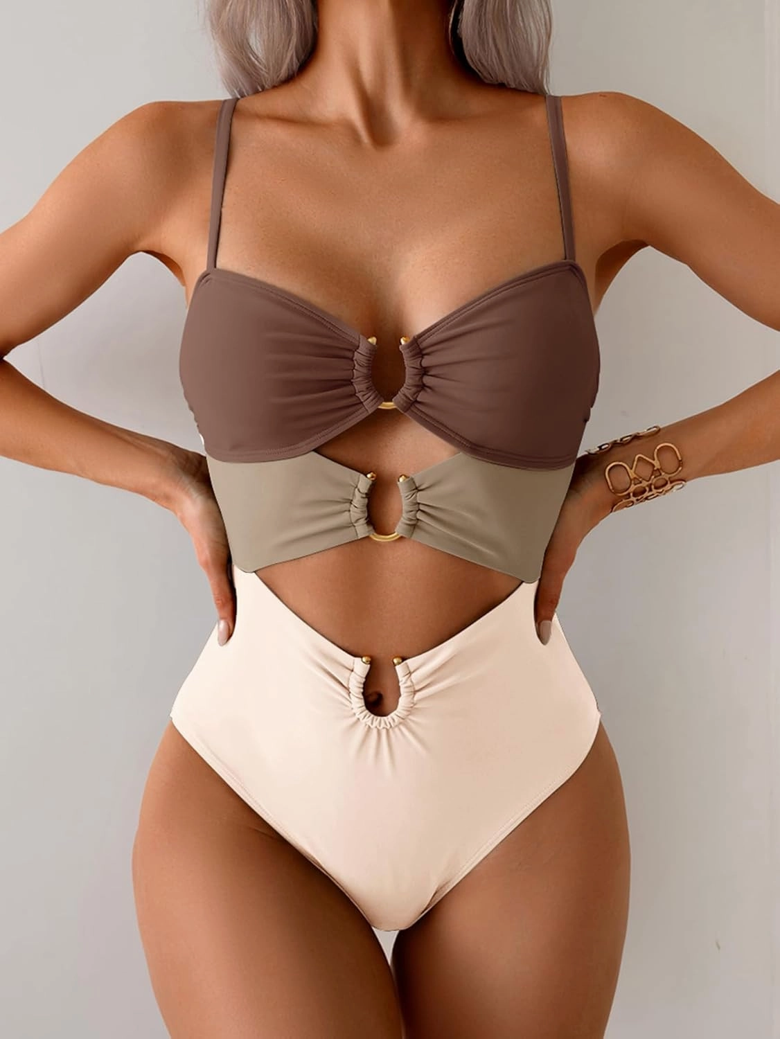 Eomenie One Piece Swimsuit for Women Ring Linked Monokini Sexy Bathing Suit Cutout Swim Suit