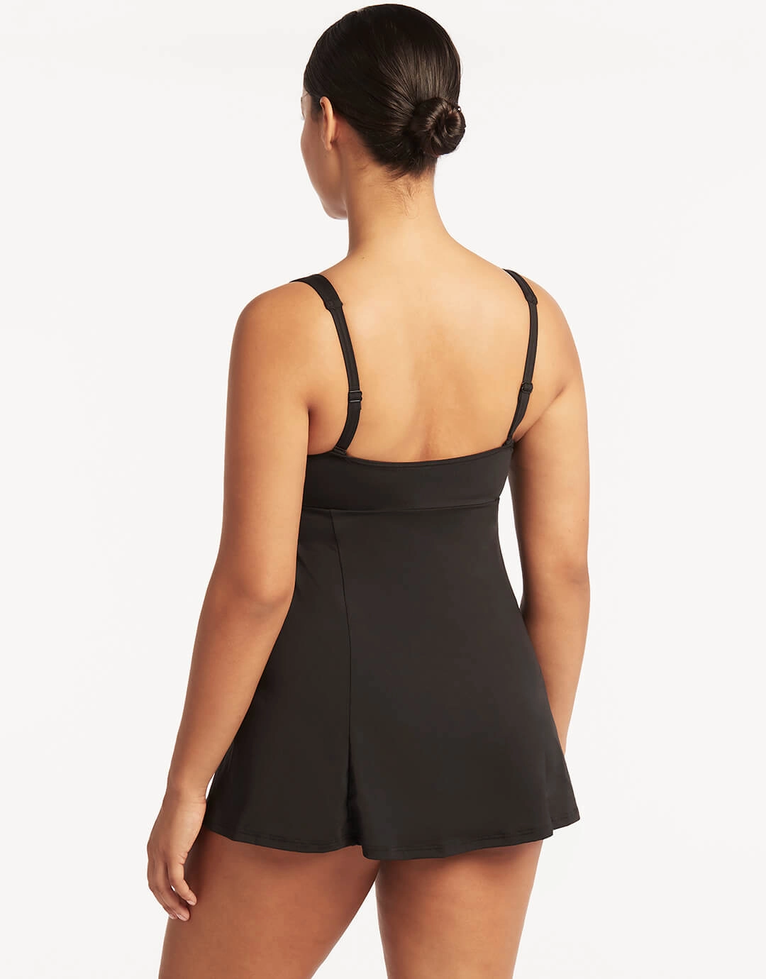 Essentials Square Neck Swim Dress - Black