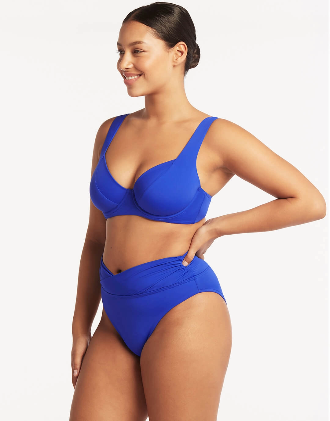 Essentials Wrap High Waist Bikini Pant - Cobalt