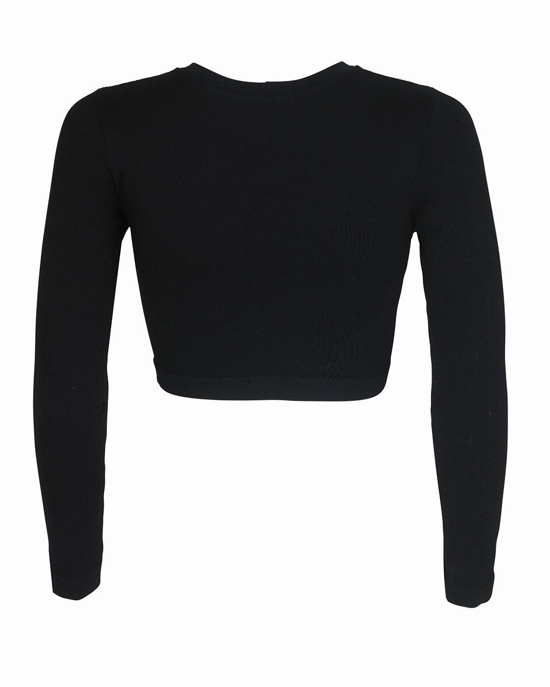 EVOKE Ribbed Long-Sleeve Crop Top | Black
