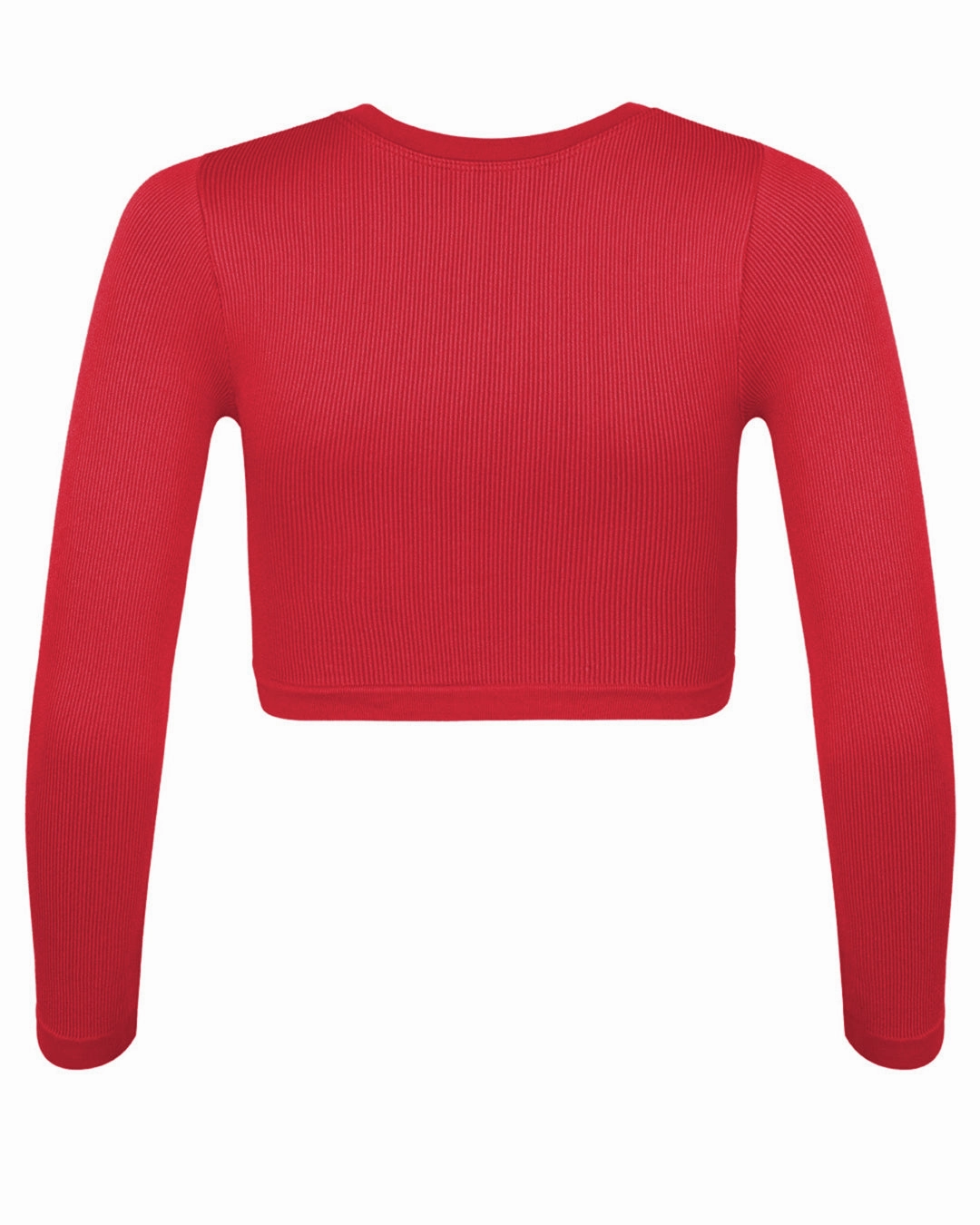 EVOKE Ribbed Long-Sleeve Crop Top | Cerise