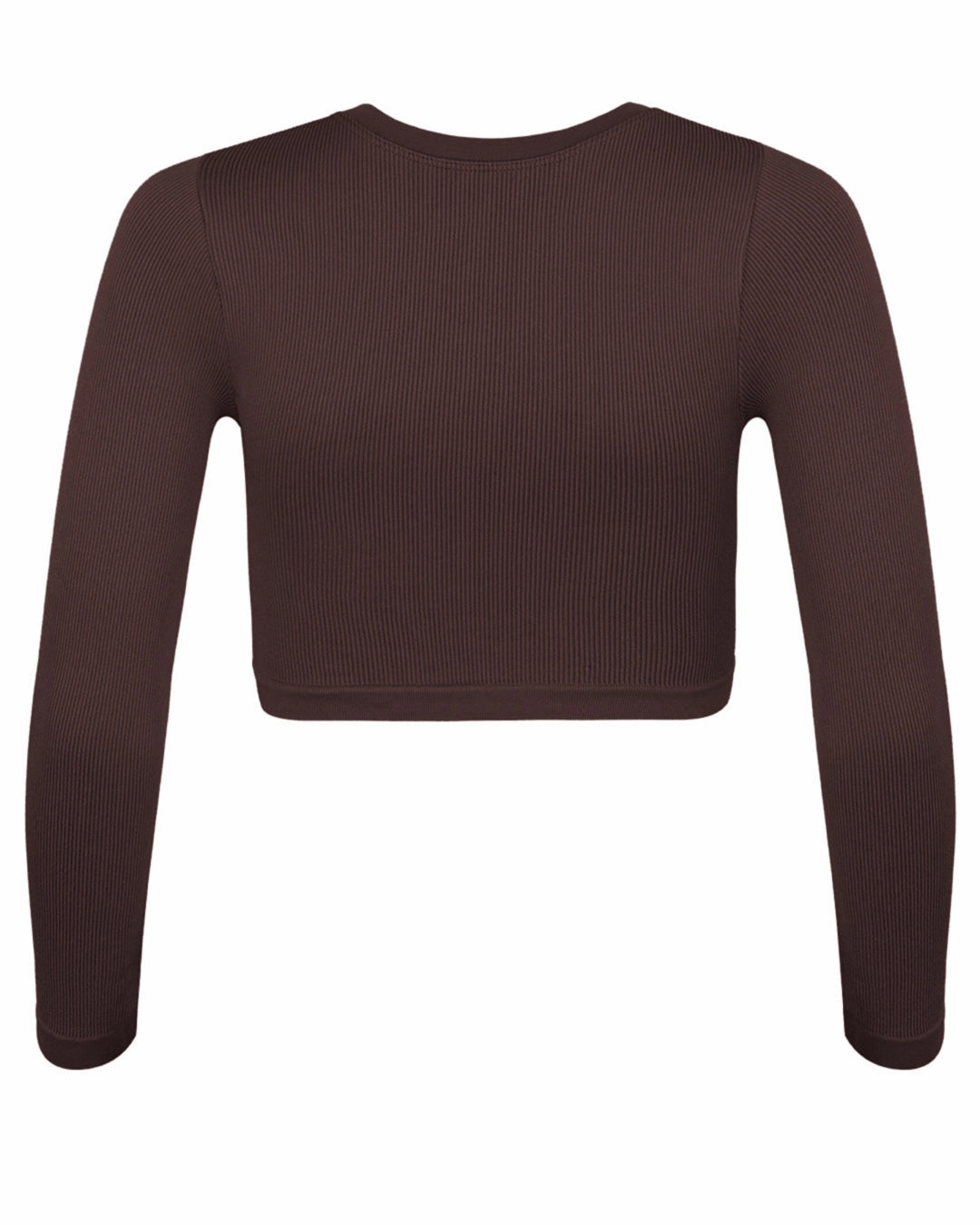 EVOKE Ribbed Long-Sleeve Crop Top | Chocolate Brown